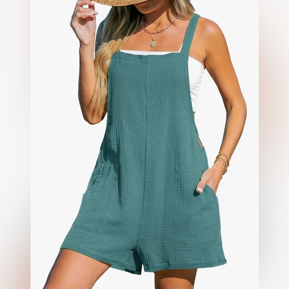 NWT CUPSHE Blue Sleeveless Romper with Square Neckline (Medium)